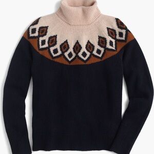 J. Crew Ambrose Fair Isle Merino Wool Turtleneck Sweater Size Large
